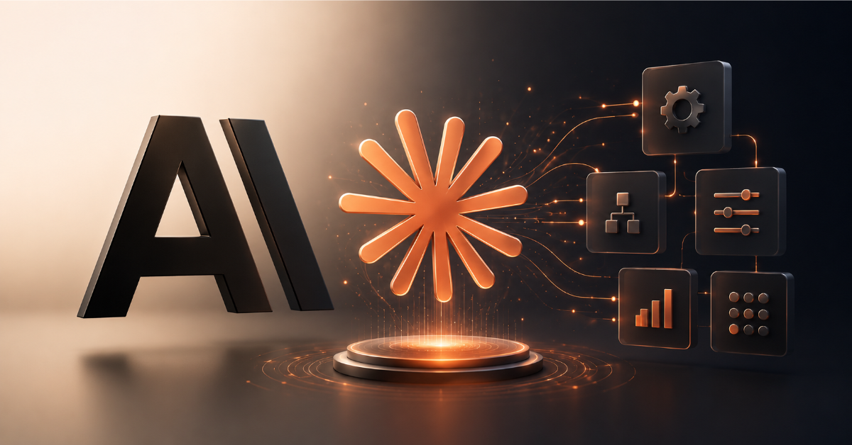 An editorial illustration of Claude Opus 4.8 as a configurable enterprise AI system with branching agent workflows, cost controls, and uncertainty checks.