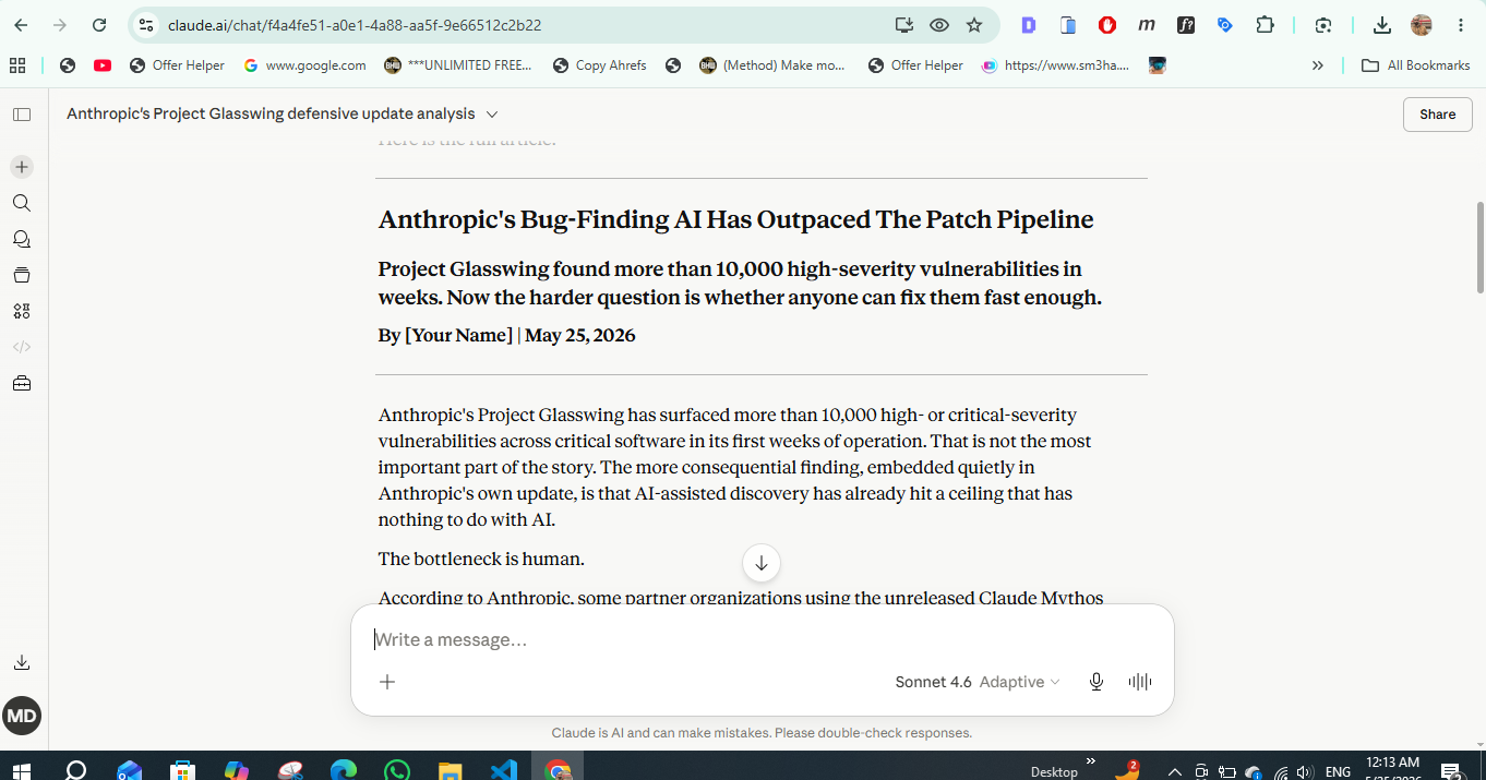 Screenshot of the Claude prompt used to test editorial voice and story judgment.